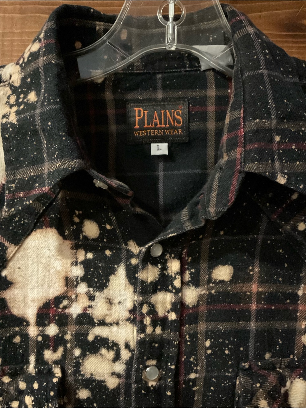 Custom Made GUNS N' ROSES Back Patch Distressed Large Plaid Flannel W/Back Roses - Picture 5 of 6